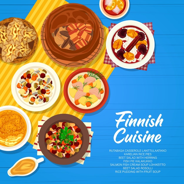 Design de capa de página de menu de comida de cozinha finlandesa