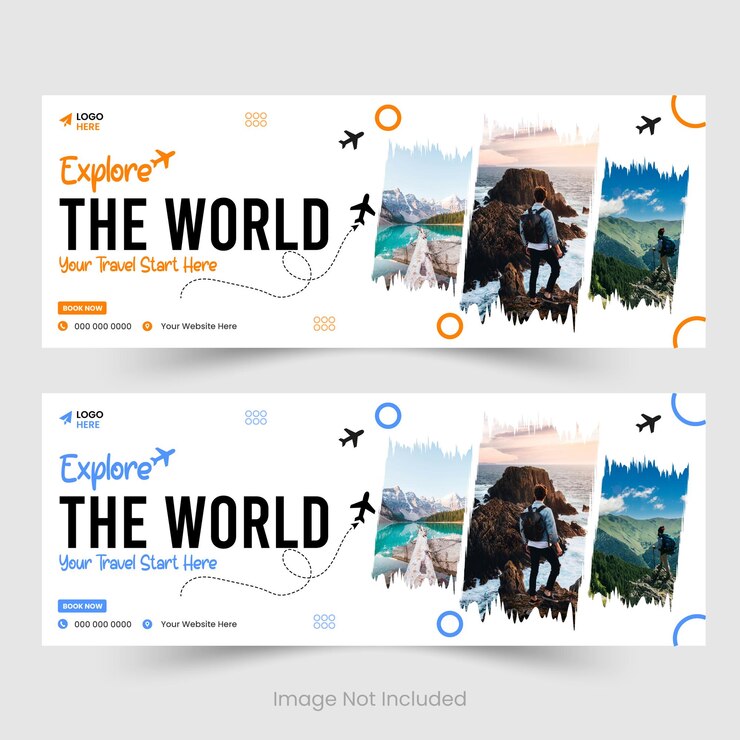 Vetor design de capa de viagem para facebook