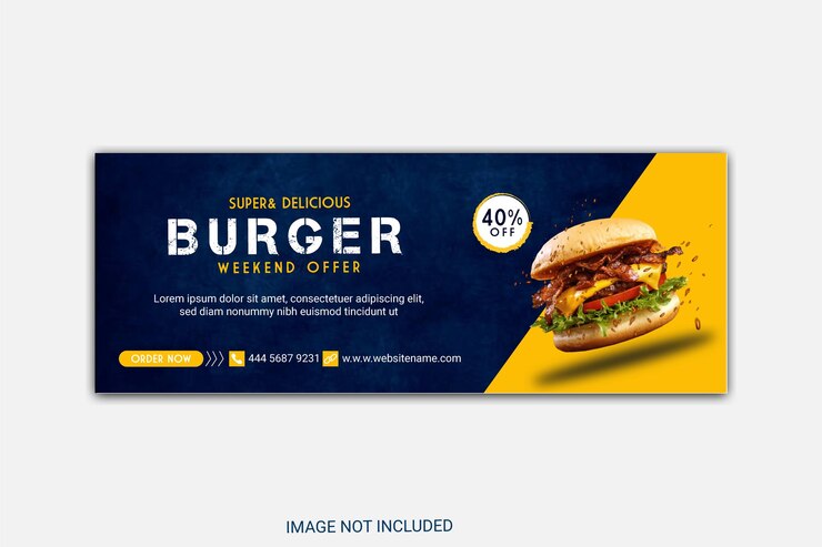 Vetor design de capa do facebook de comida