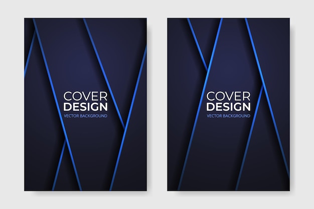 Design de capa vetorial resumo folheto de luxo cinza escuro e azul em design de folheto de tamanho a4 primeira página de orientação vertical do formato a4 modelo de design de capa elegante