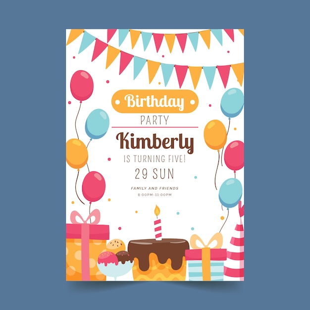 Design de cartão de aniversário infantil