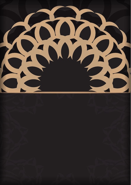 Design de cartão de convite com espaço para o seu texto e ornamentos vintage. design de cartão postal retangular preto com luxo