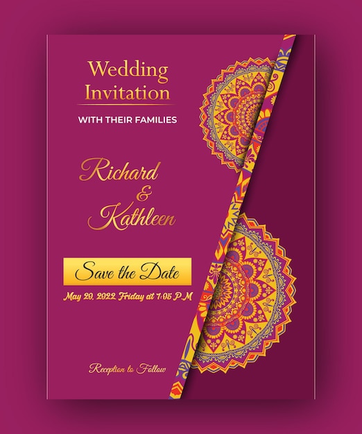 Design de cartão de convite de casamento de luxo