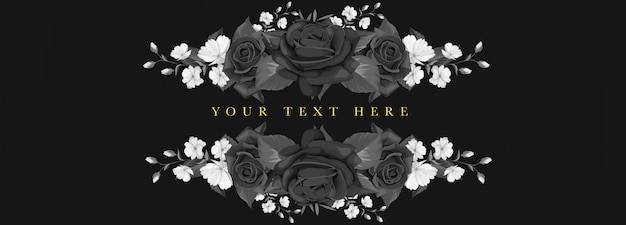 design de cartão de convite de casamento floral preto