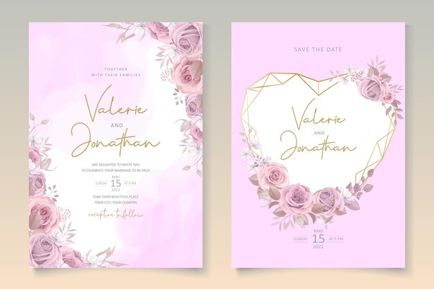 Design de cartão de convite de casamento floral