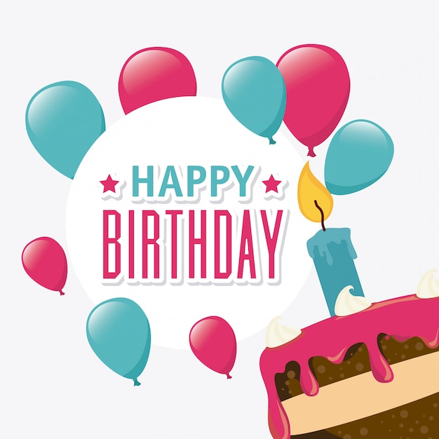 Design de cartão de feliz aniversário.
