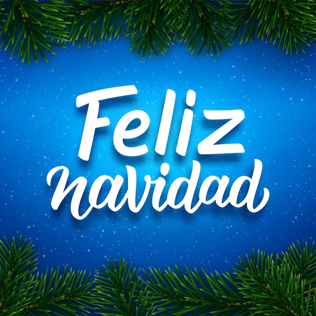 Vetor design de cartão de feliz natal com texto em espanhol