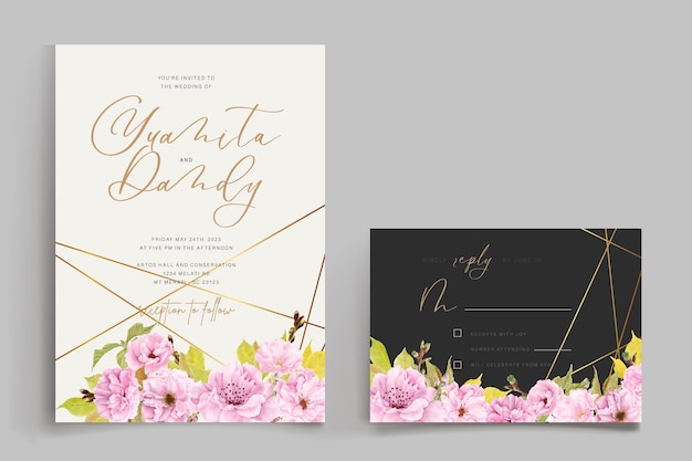 Design de cartão de flor de cerejeira botânica