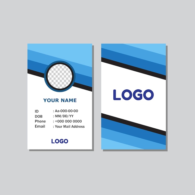 Vetor design de cartão de identificação de cor azul com estilo abstrato para escritório