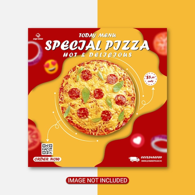 Design de cartão de menu de pizza especial vetor premium