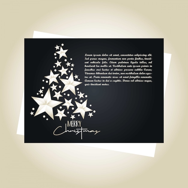 Design de cartão de natal com design elegante e fundo preto v