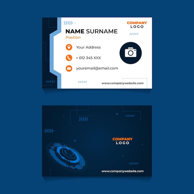 Vetor design de cartão de nome com tema circle tech para negócios ou empresa