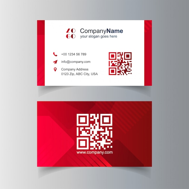 Design de cartão de visita com logotipo da empresa e vector tema vermelho