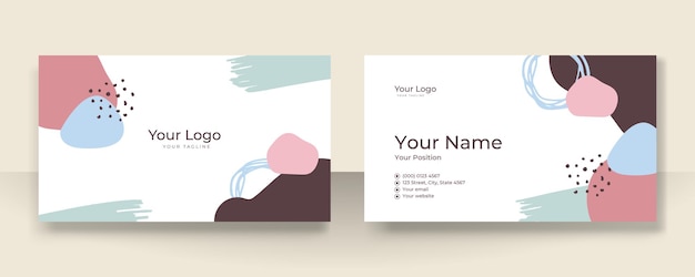 Design de cartão de visita com padrão orgânico elegante. Conceito moderno com blob pastel suave de bege champanhe marrom nude tan, líquido, floral, botânico, arte de decoração minimalista. Ilustração em vetor moderno