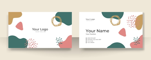 Design de cartão de visita com padrão orgânico elegante. Conceito moderno com blob pastel suave de bege champanhe marrom nude tan, líquido, floral, botânico, arte de decoração minimalista. Ilustração em vetor moderno