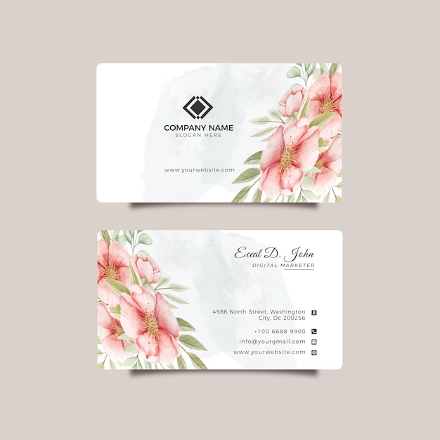 Design de cartão de visita elegante Aquarela Floral