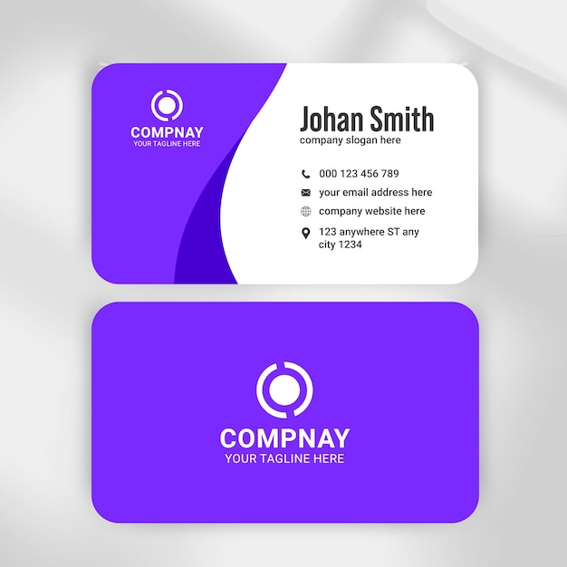 design de cartão de visita minimalista de cor roxa