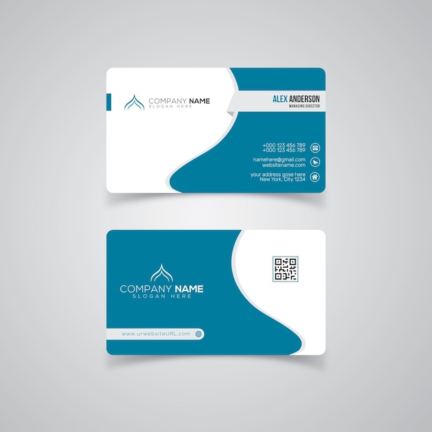 Vetor design de cartão de visita moderno profissional elegante azul e branco
