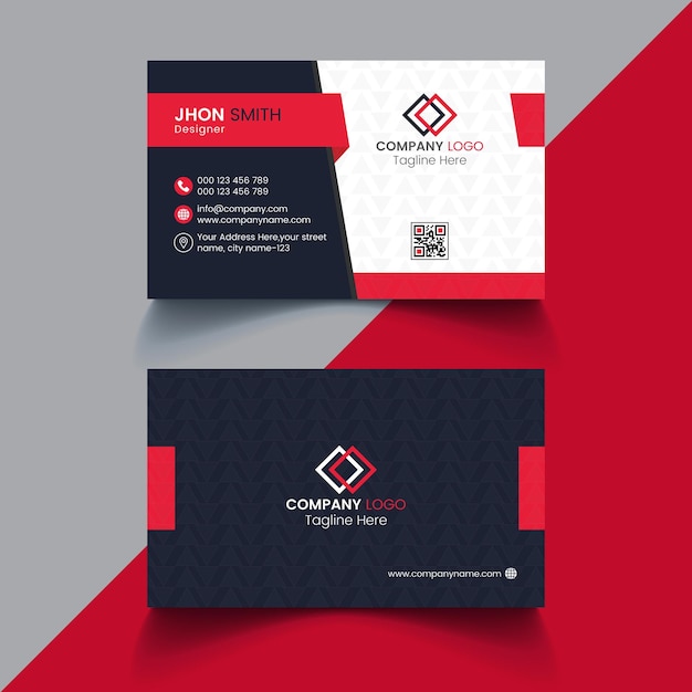 Design de cartão de visita vermelho e branco moderno de vetor livre