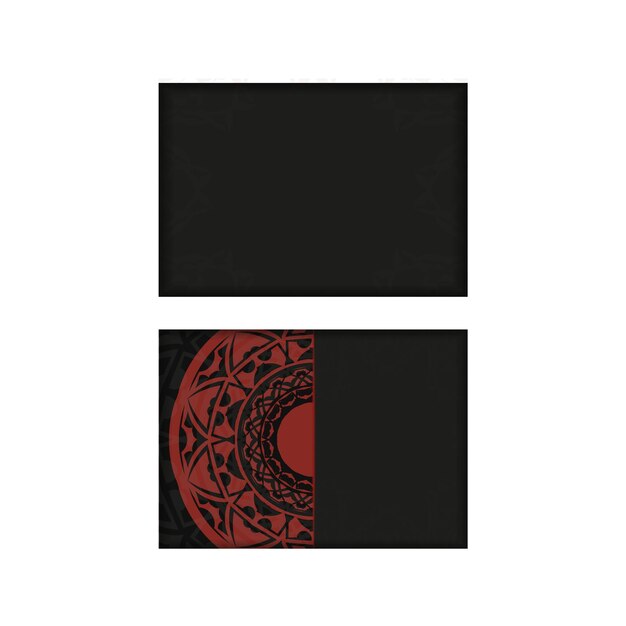 Design de cartão postal pronto para imprimir na cor preto-vermelho com ornamentos abstratos. modelo de convite com espaço para o seu texto e padrões vintage.