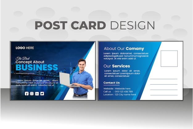 Vetor design de cartão postal vetorial gratuito para empresas