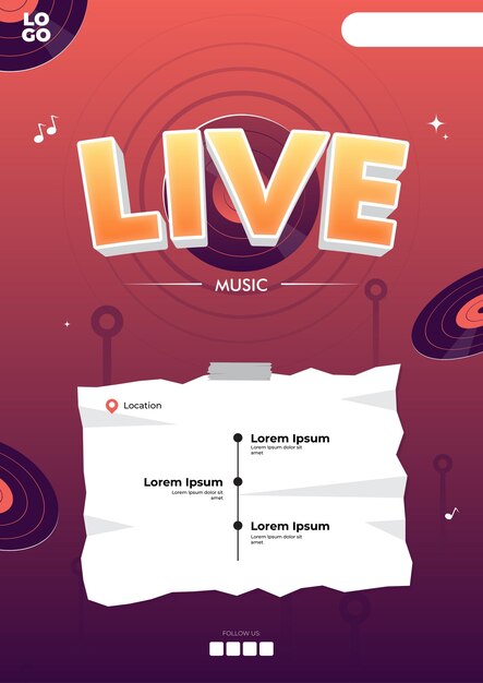 Vetor design de cartaz com efeito de texto editável modelo de cartaz de música ao vivo vetor de mídia social de publicidade