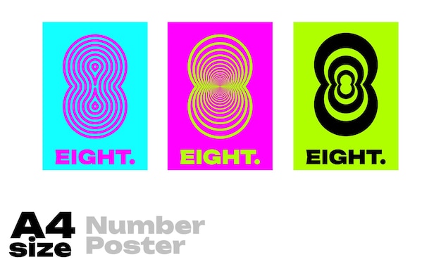 Vetor design de cartaz com números em vários estilos