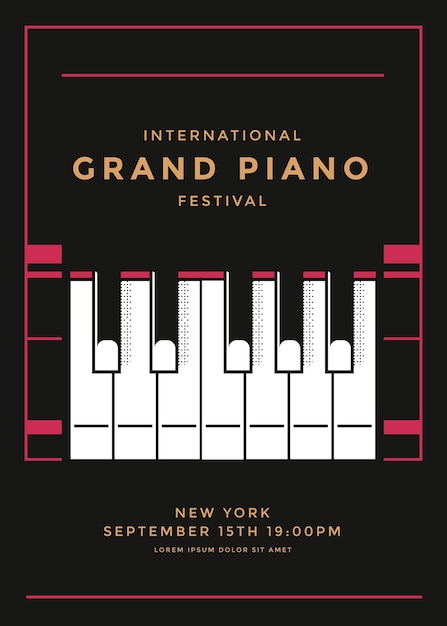 Design de cartaz de concerto de piano de cauda teclas de piano