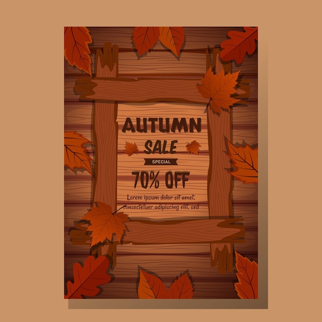 Design de cartaz de estilo de madeira de venda de outono