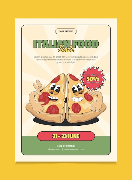 Design de cartaz de festival de comida italiana adequado para cartaz de promoção