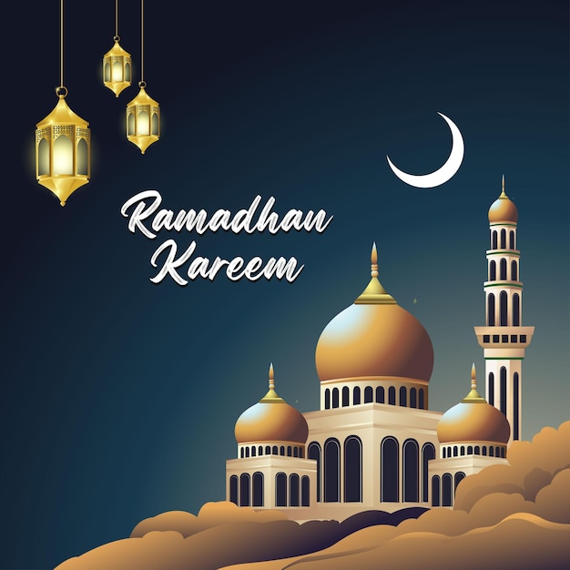 Design de cartaz de saudação de férias do Ramadan para negócios ou mídia social precisa de ilustração vetorial