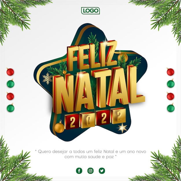 Design de cartaz elegante de feliz natal português