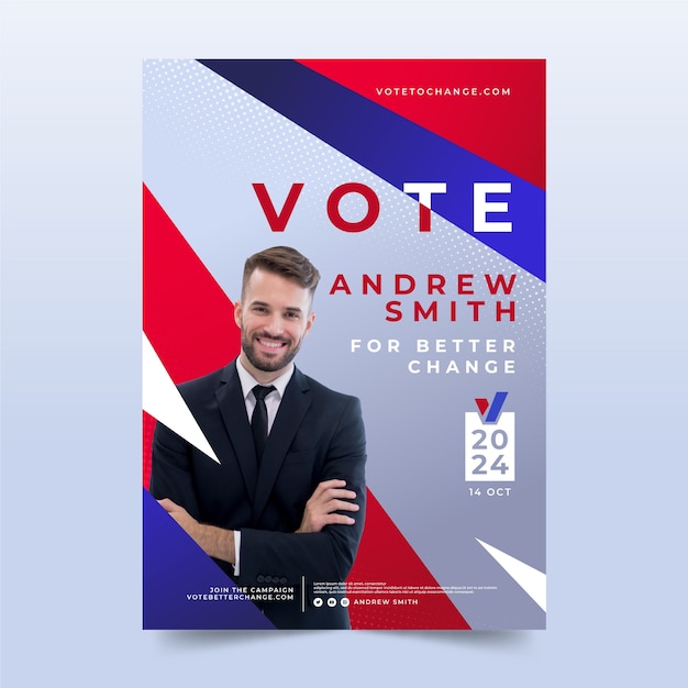 Vetor design de cartaz eleitoral em gradiente