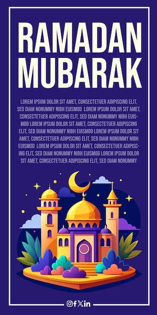 Design de cartaz vetorial de Ramadan Mubarak com texto alterável