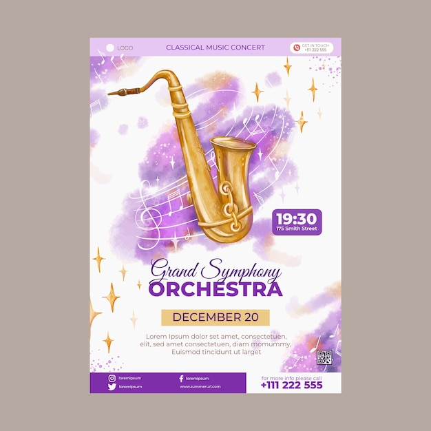 Vetor design de cartazes de concertos de orquestra