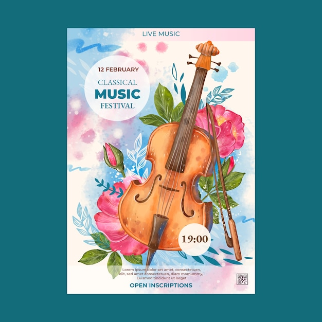 Vetor design de cartazes de concertos de orquestra