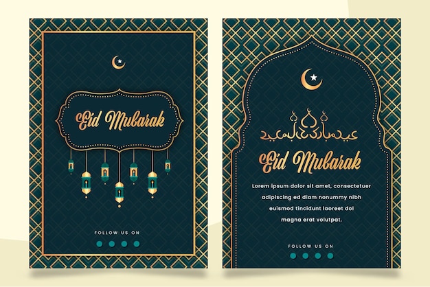 Vetor design de cartões de saudação ramadan mubarak de estilo moderno janelas com cúpula de mesquita de lua e lanternas