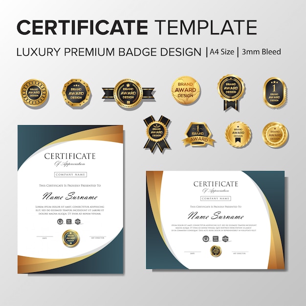 Design de certificado profissional com distintivo