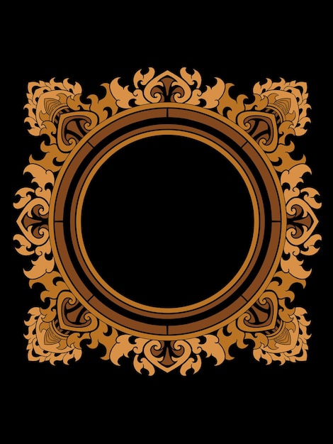 Design de círculo com motivos esculpidos em uma cor amarela dourada luxuosa e elegante