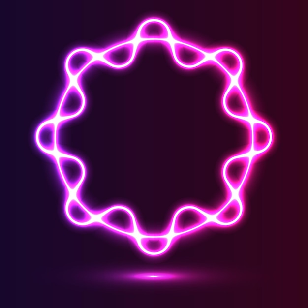 Design de círculo geométrico de efeito de luz neon realista