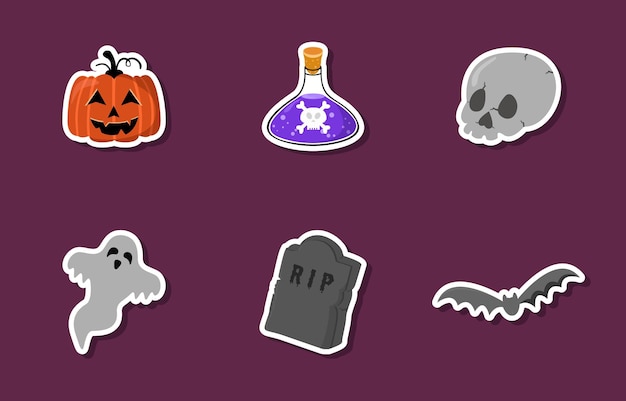 Vetor design de coleção de adesivos de halloween