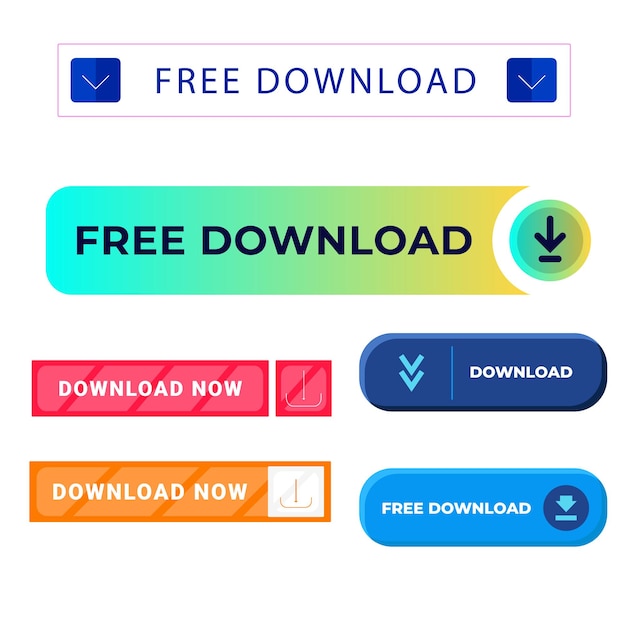 Design de coleção de botões de download gratuito