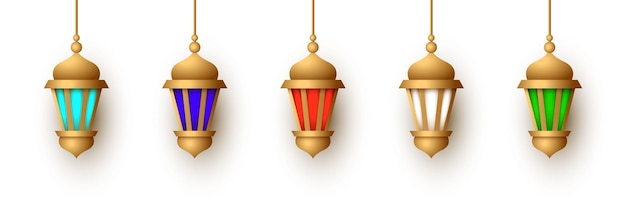 design de coleção de conjuntos vetoriais de ornamentos de lanternas realistas