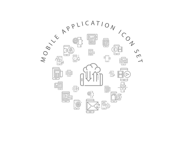 Design de conjunto de ícones de aplicativos móveis