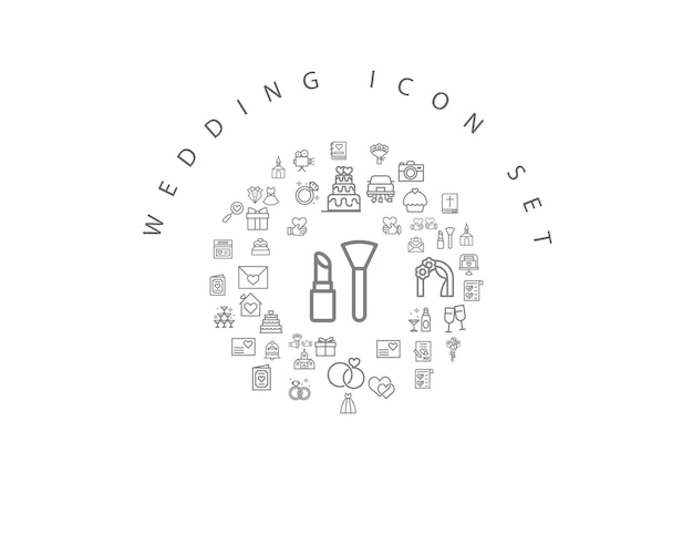 Design de conjunto de ícones de casamento