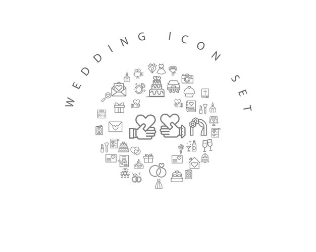 Design de conjunto de ícones de casamento