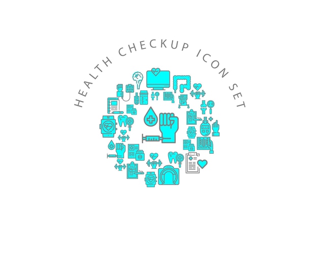 Design de conjunto de ícones de check-up de saúde