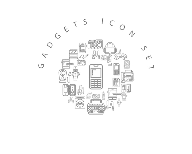 Design de conjunto de ícones de gadgets