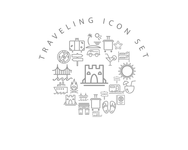 Design de conjunto de ícones de viagem
