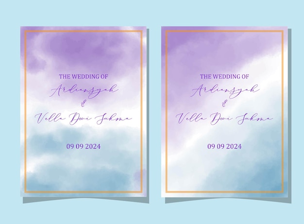 Vetor design de convite de casamento em aquarela floral elegante vetor premium